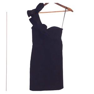 H&M Black Cocktail Dress w/ One Shoulder Style - 4